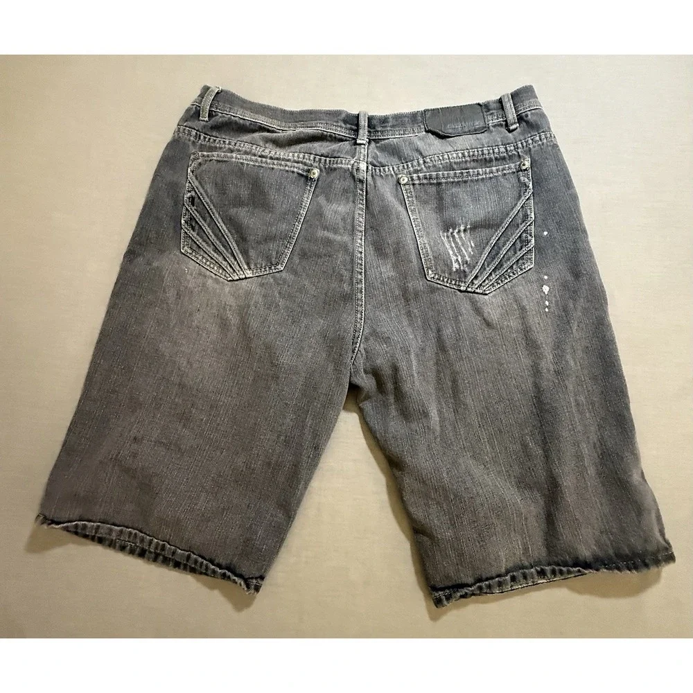Vintage Akademiks Baggy Denim‎ Shorts Men's 40 Black Hip Hop Embroidered Y2k